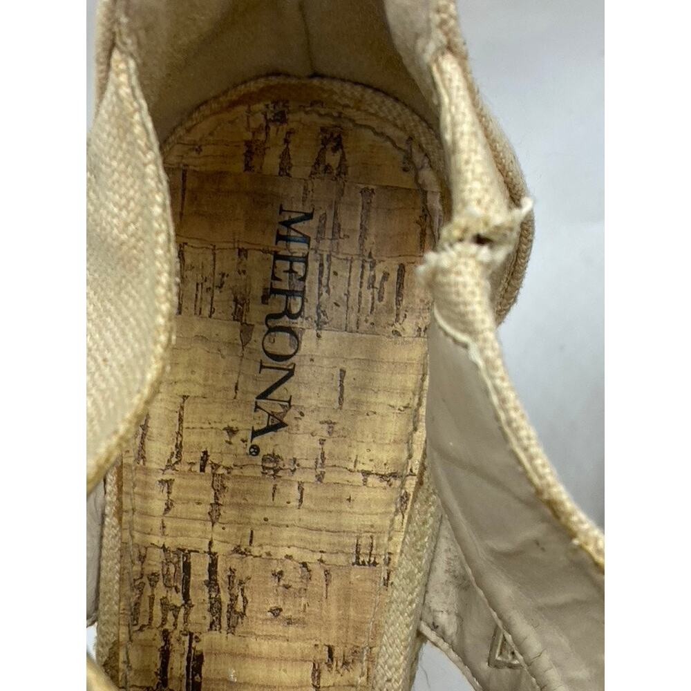 MERONA Women's Tan Alexa Strappy Peep-Toe Cork Wedge Sandals SZ 11 - Picture 5 of 11